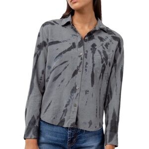 RAILS Ingrid Raw Tie Dye Shirt grey black